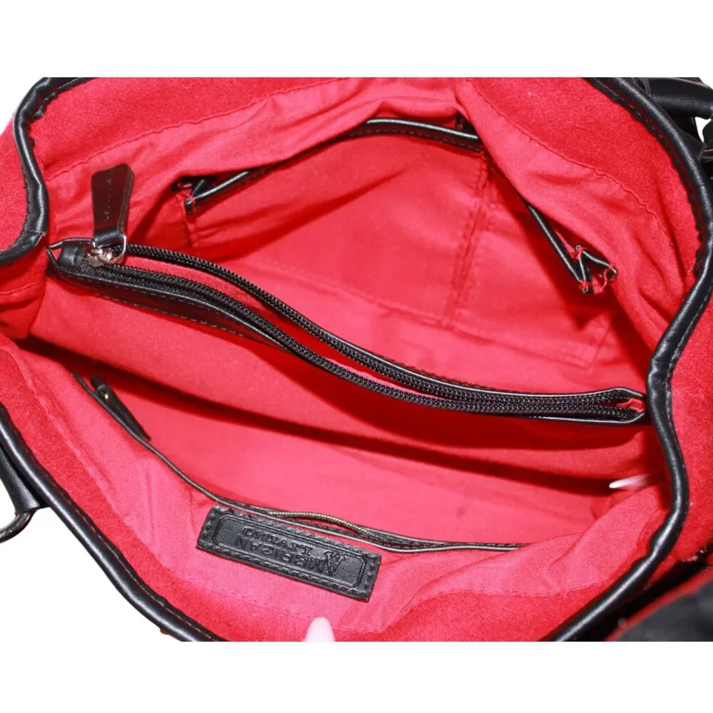 American Living Red Black Cotton Shoulder Bag Satchel Purse